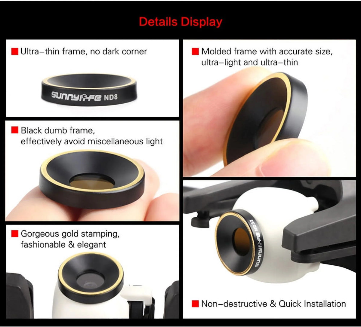 YHAIOGS Sunnylife ND4 ND8 ND16 ND32 Filter for Parrot ANAFI Drone Gimbal Camera Lens