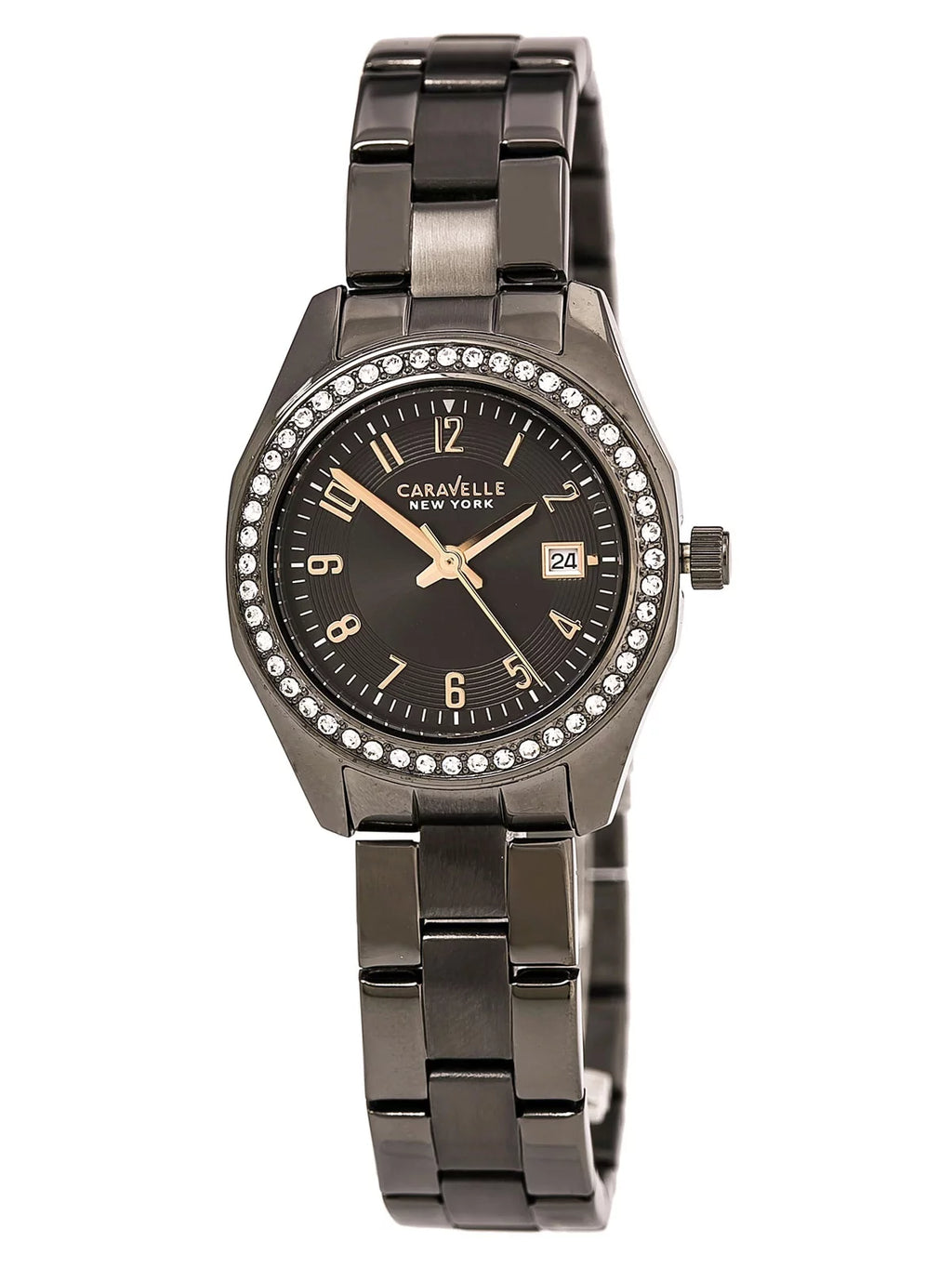 Caravelle 45M110 For Her Crystal Grey Dial Gunmetal IP Alloy Bracelet Watch