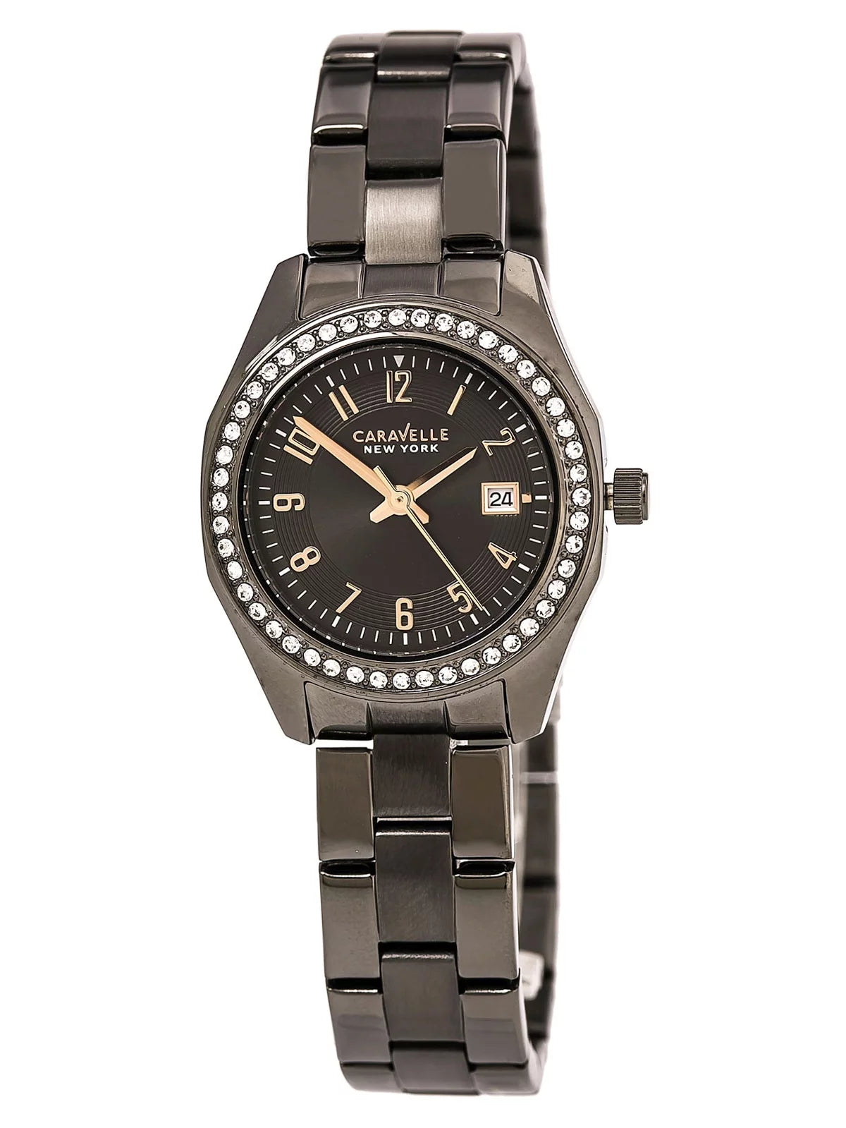 Caravelle 45M110 For Her Crystal Grey Dial Gunmetal IP Alloy Bracelet Watch