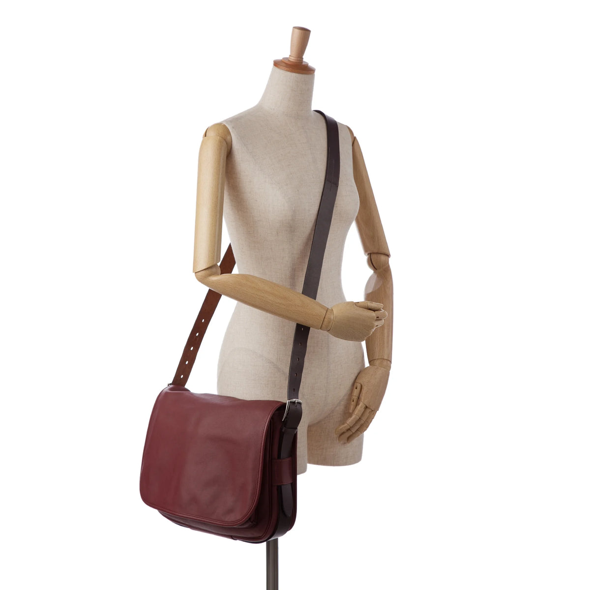 Secondhand Authenticated Hermès Sikkim Barda 30 Messenger Bag Calf Leather Red Crossbody Bag Unisex (Good)