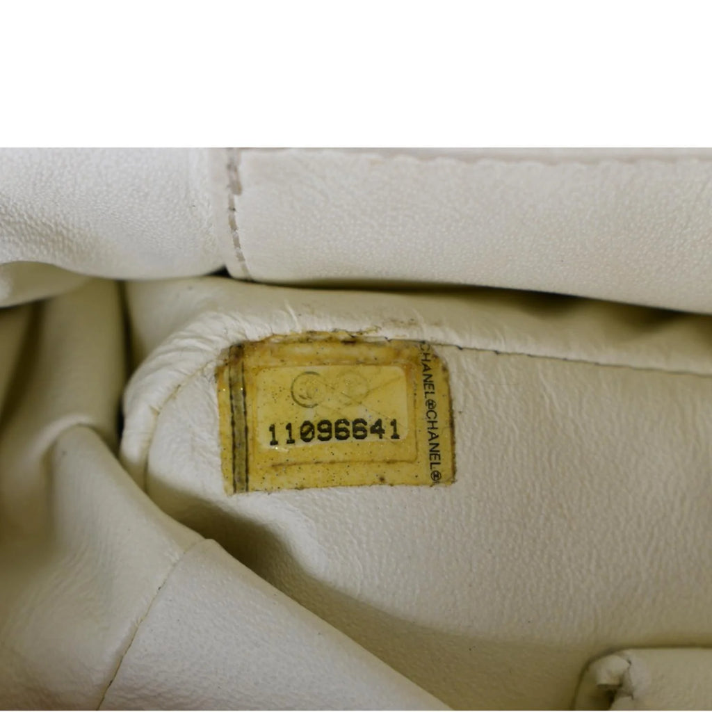 Used CHANEL Flap Python Leather Crossbody Bag Ivory