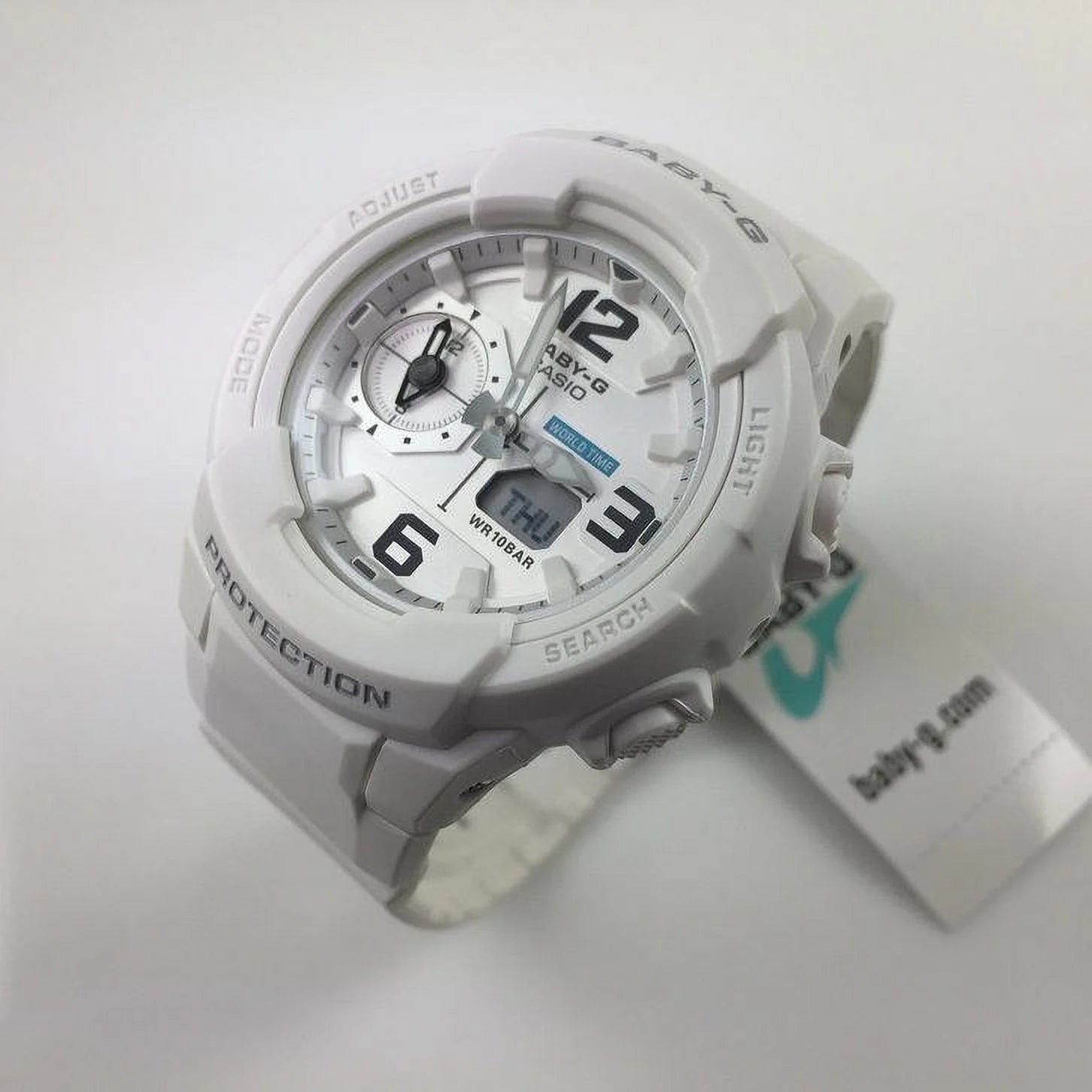 BGA230-7B For Her Baby-G White Ana-Digi Dial White Resin Strap World Time Alarm Watch