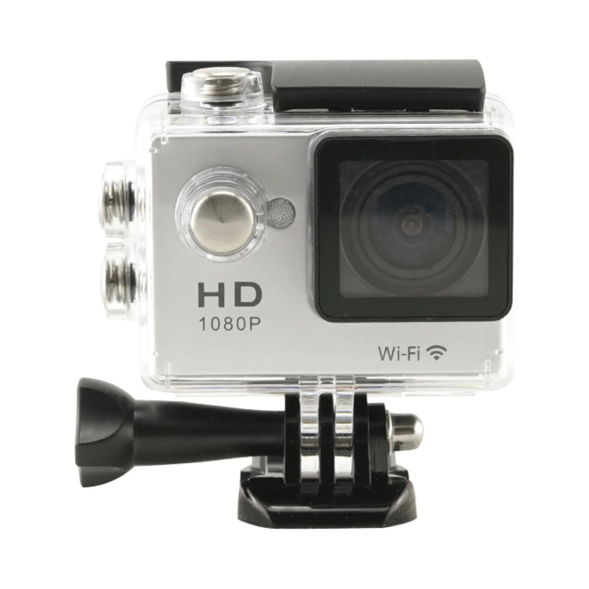 Capture Every Adventure with Our Waterproof WiFi Action Camera - 1080P Video, Clear Sound Recording, and Durable Silver Case