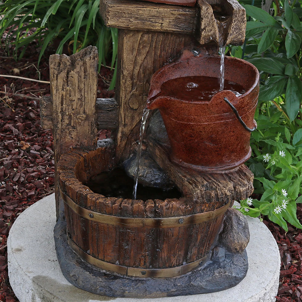Sunnydaze Bluebird House and Buckets Outdoor Fountain - 26"