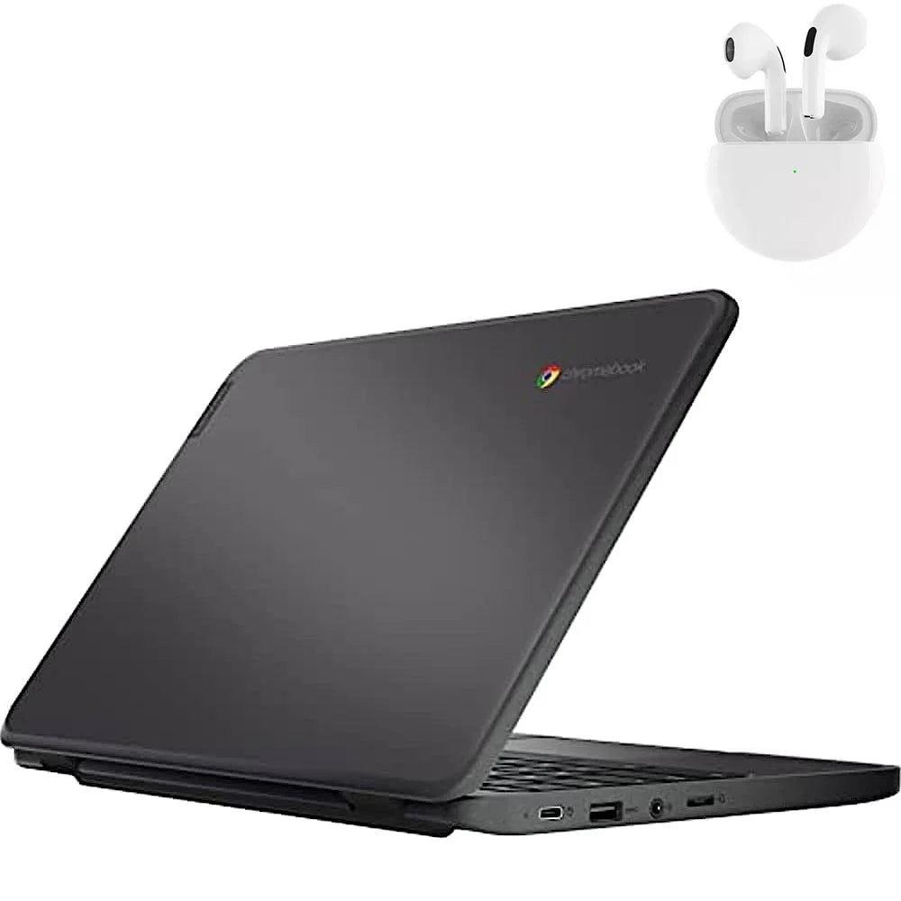 PreOwned Lenovo 100e Laptop 11.6" Intel Processor 4GB RAM 64GB SSD Windows 10 Pro with Wireless Earbuds (scratch and dent)