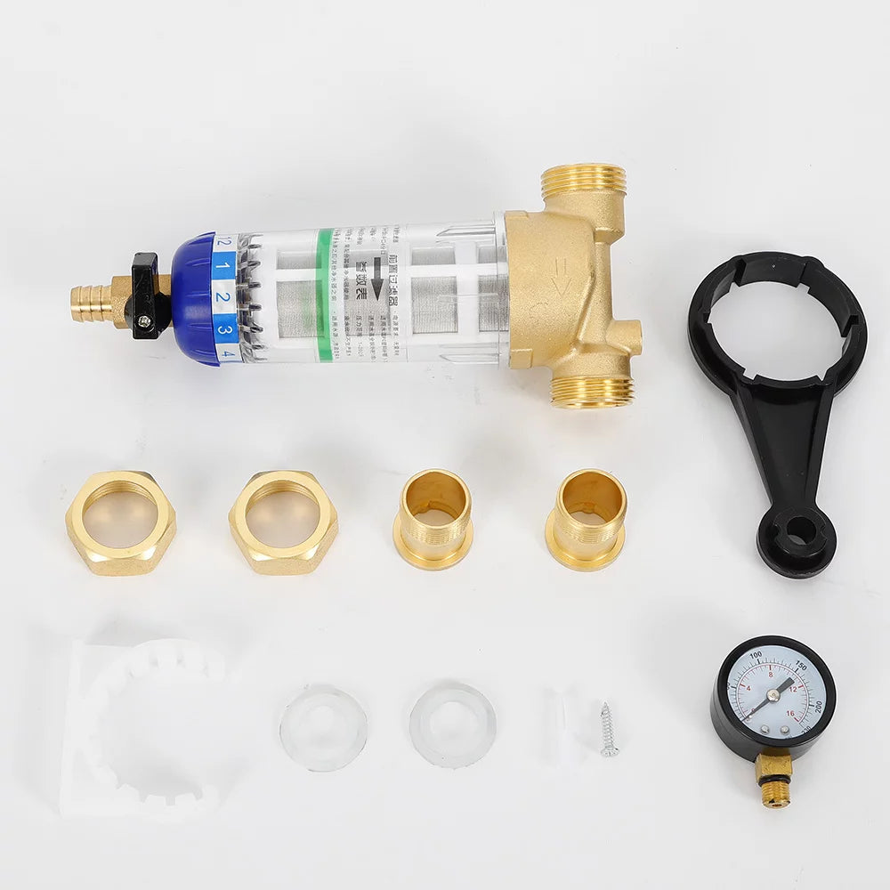 Reusable Spin Down Sediment Water Filter Home Water Filter for Remove Sediment Sand Water Pipe Pre-filter 50℃ Water Filter