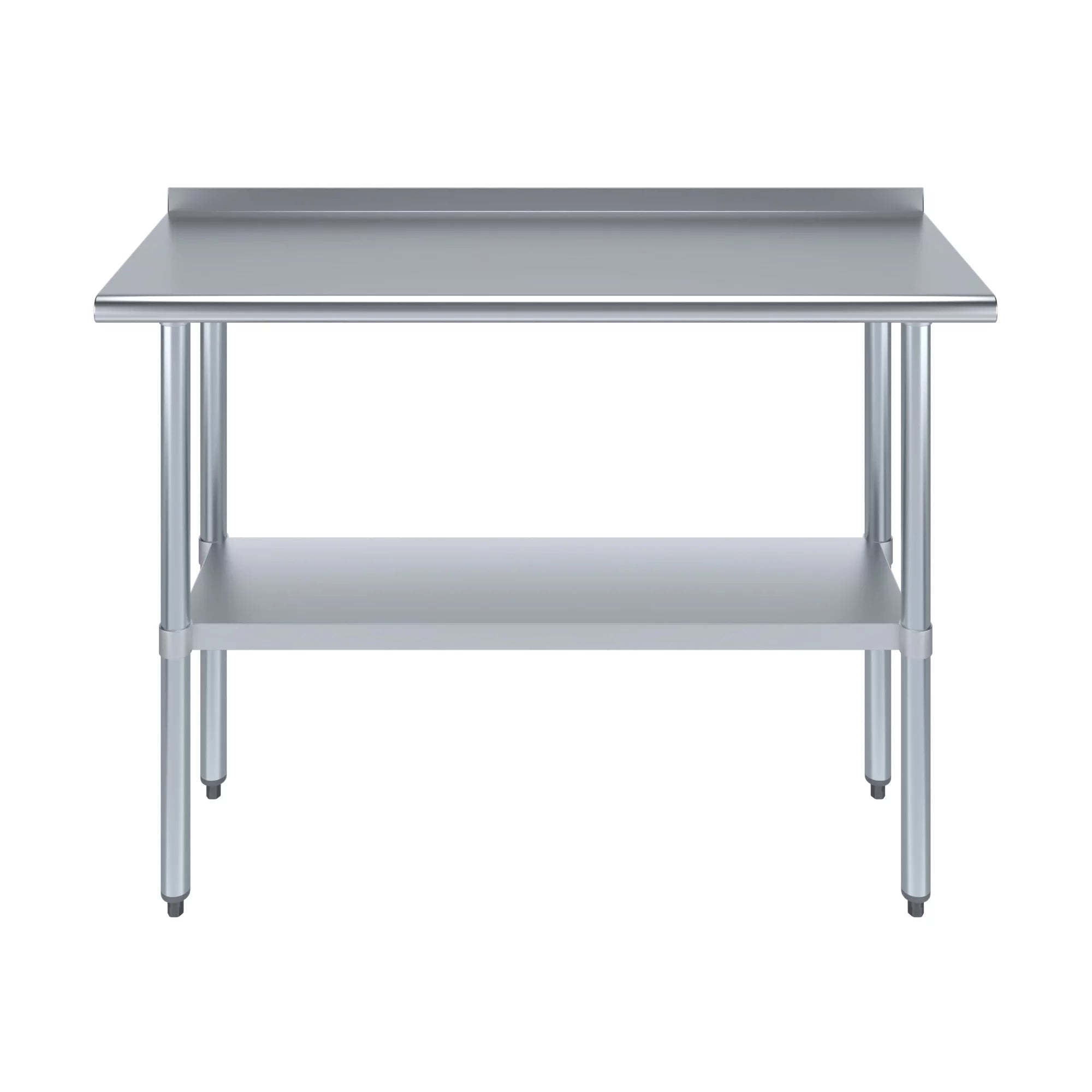 AmGood 18" X 48" Rust-resistant Metal Work Table with 1.5" Backsplash | Metal Kitchen Food Prep Table | NSF