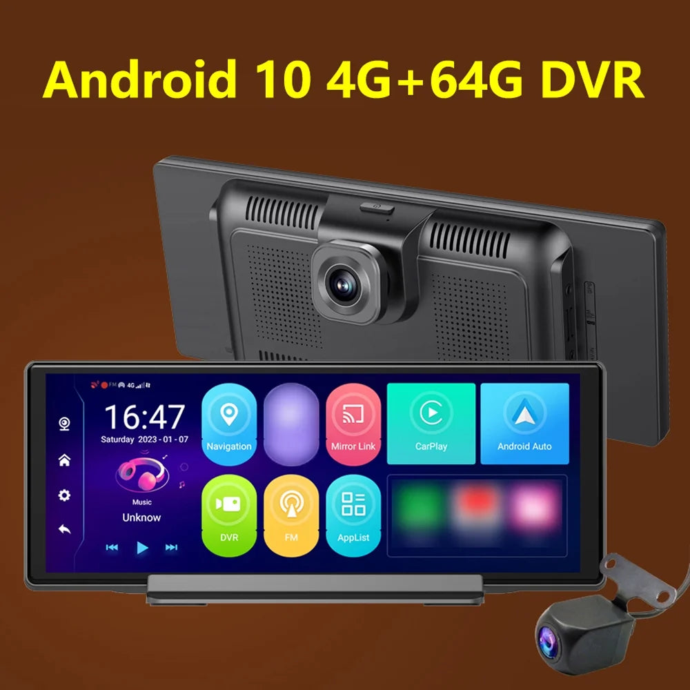 Walmeck 10.26 Inch Dashcam GPS Navigation Dual Camera Car DVR Android 10.0