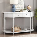 TREXM Retro Circular Curved Design Console Table with Open Style Shelf Solid Wooden Frame and Legs Two Top Drawers (White  OLD SKU  WF298768AAK)