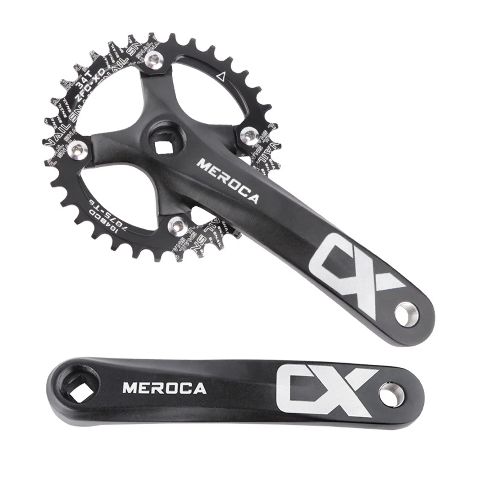 MEROCA Mountain Bike Right Left Crank Arms Single Crank Ring Set 170MM 104 BCD Aluminum Alloy Bike Crankset for 8/9/10/11 Speed