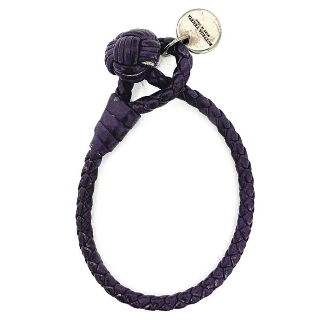 Used Bottega Veneta Ec-14203 Leather Charm Bracelet Purple,Silver (Fair)