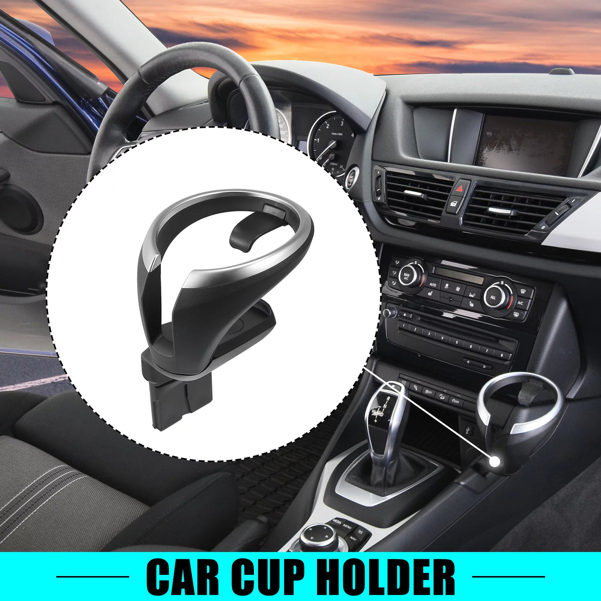 Car Cup Holder Bottle Drink Water Beverage Cupholder Front Seat Center Console Cup Holders Black for BMW 51160443082