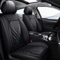 AOMSAZTO Fit Hyundai Kona 2018-2024 Car Seat Cover 5-seat Faux Leather Full Set Compatible Airbag(Black)