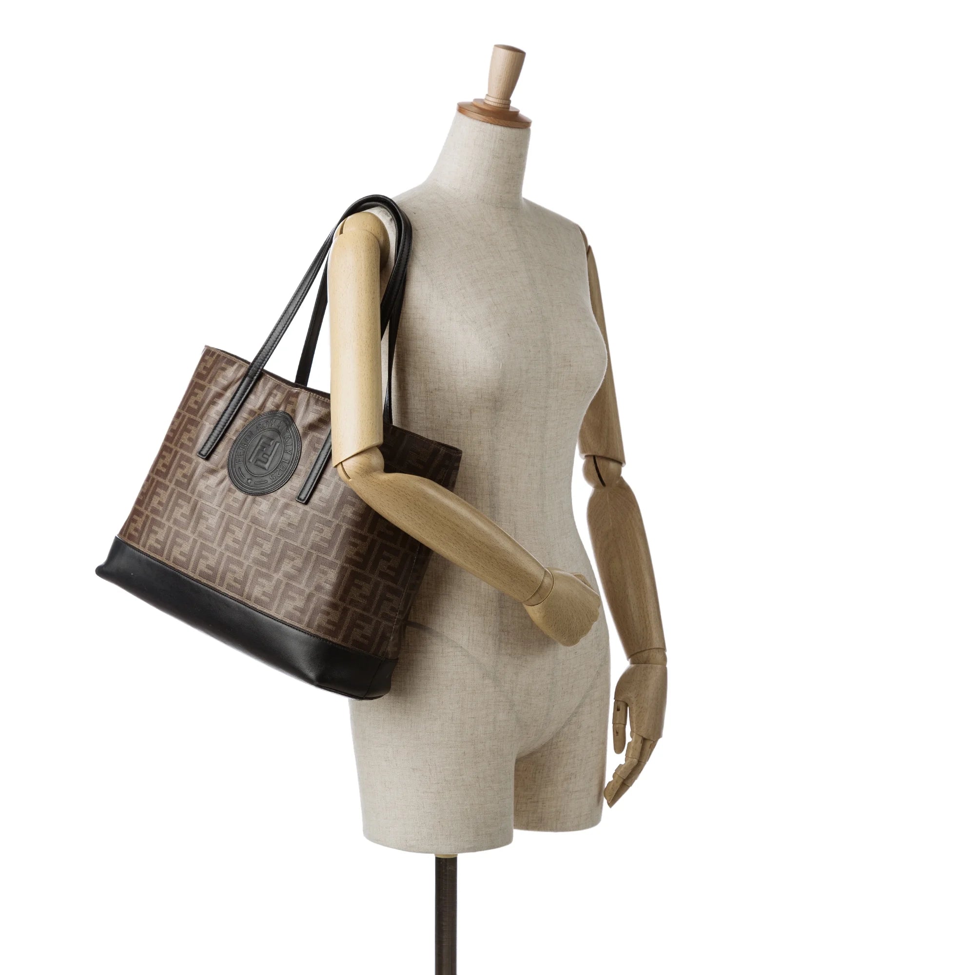 Used Authenticated Fendi Zucca Tote Bag Coated Canvas Fabric Brown Unisex (Good)