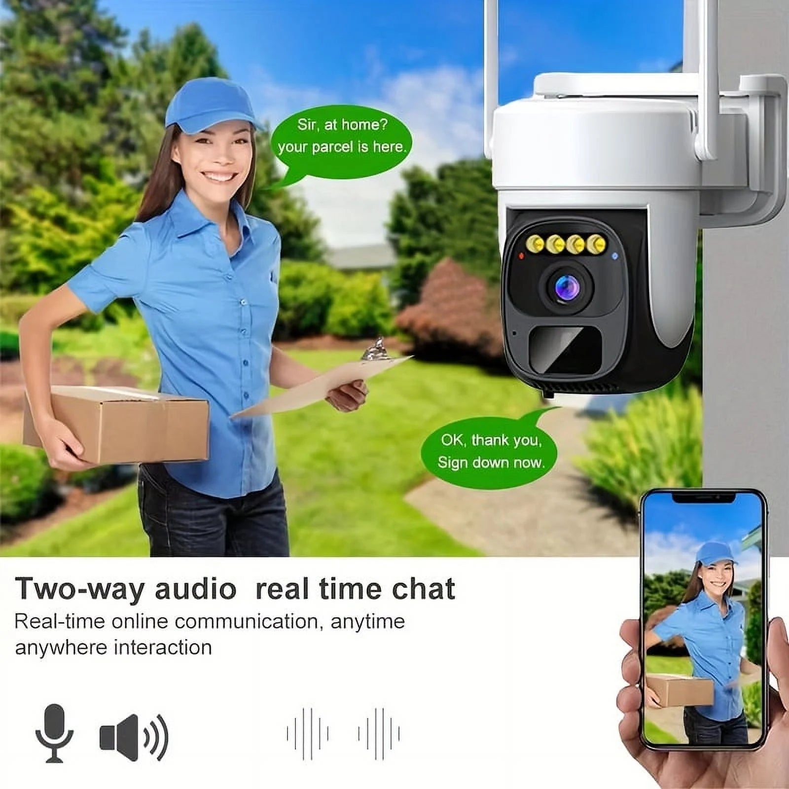 2K Pan Tilt 360° Solar-Powered Outdoor Wireless Security Camera with 3MP Color Night Vision, 2-Way Talk, Motion Detection, IP66 Waterproof - Perfect Gift for Birthdays, Easter, President's Day, Boys &