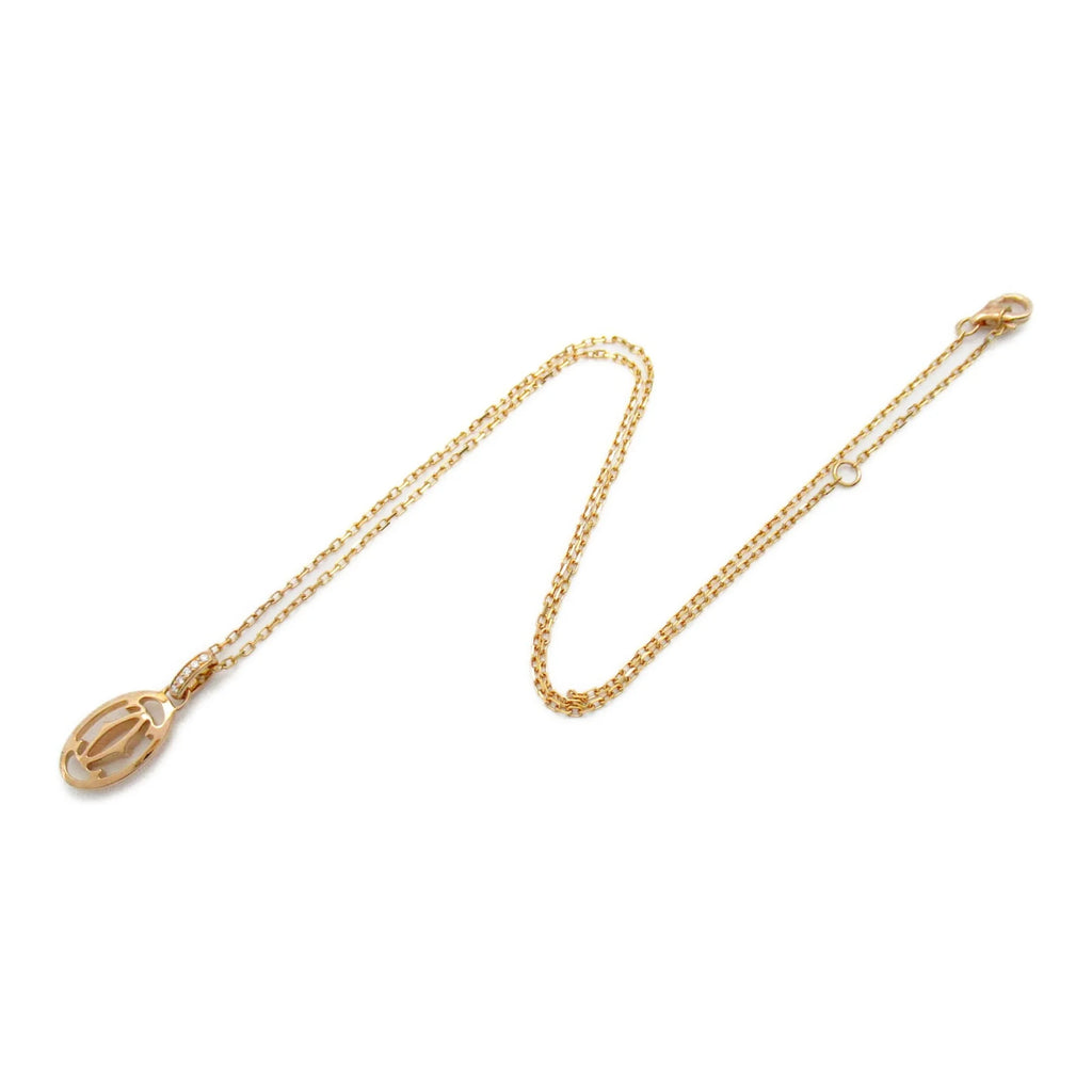 Secondhand CARTIER Logo double diamond Necklace Necklace Clear  K18PG(Rose Gold) Clear (Good)
