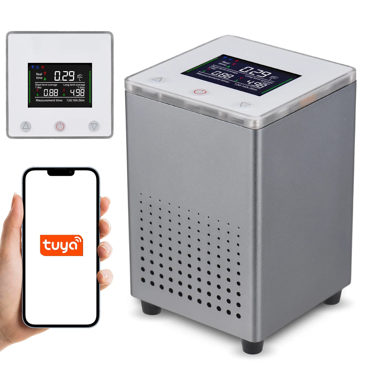 Pristin Radon Detector,Radon Tuya APP Alarms Professional Smart Indoor Room Office APP Quickly Sensitively WiFi Radon Tester Sound Alarms Professional Monitor Data WiFi Radon Tester Indoor