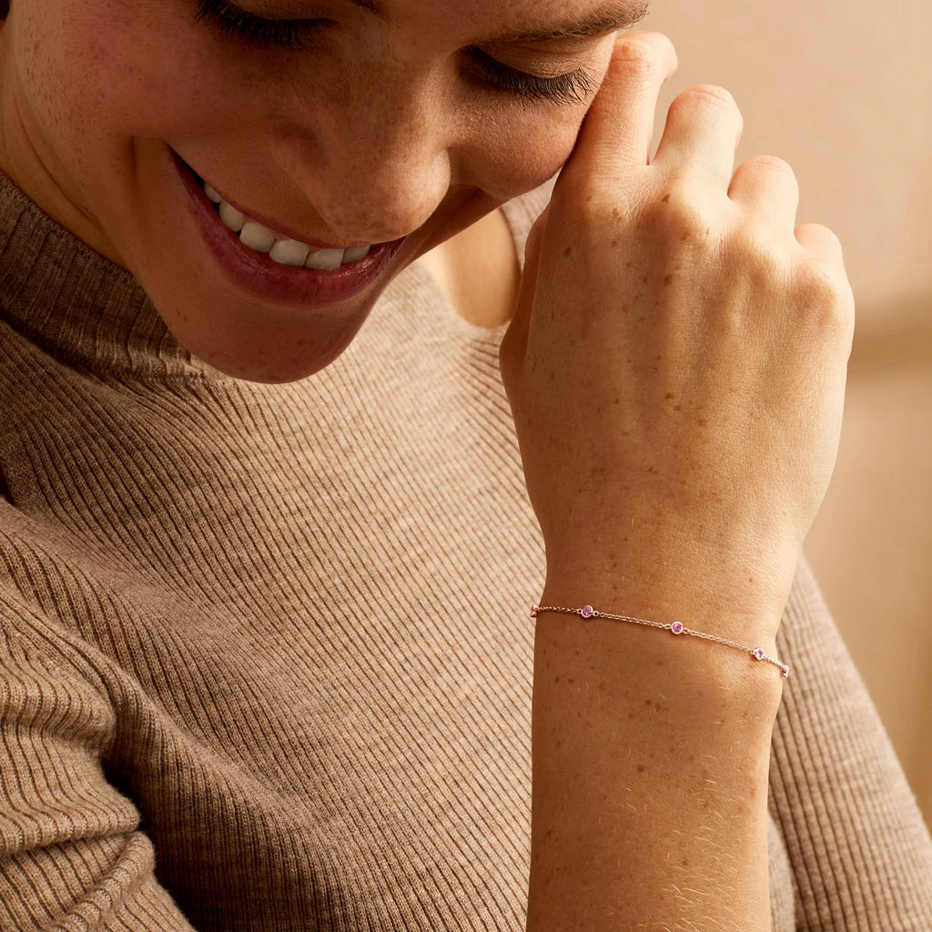 RS Pure by Ross-Simons 0.20 ct. t.w. Pink Sapphire Station Bracelet in 14kt Rose Gold, For Her, Adult