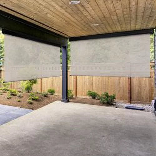 Keystone Fabrics Motorized PVC Outdoor Patio Sun Shade 10ft Wide (Dark Brown)
