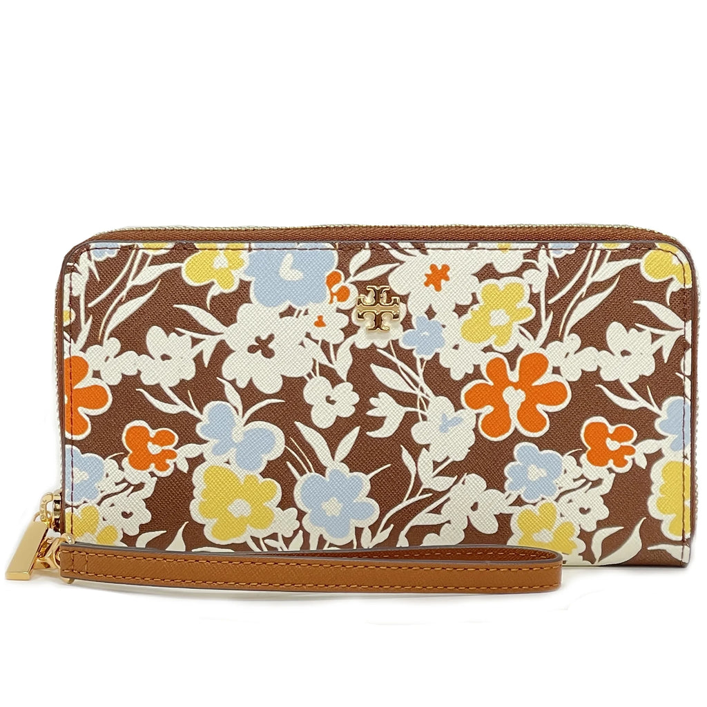 Tory Burch For Her Emerson Printed Wristlet Zip Continental Wallet