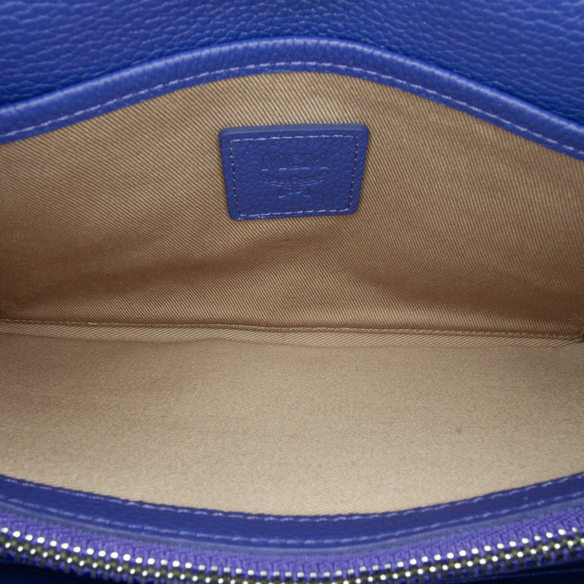 Previously Owned Authenticated MCM Studded Patricia Wallet on Chain Calf Leather Blue Crossbody Bag Unisex (Good)