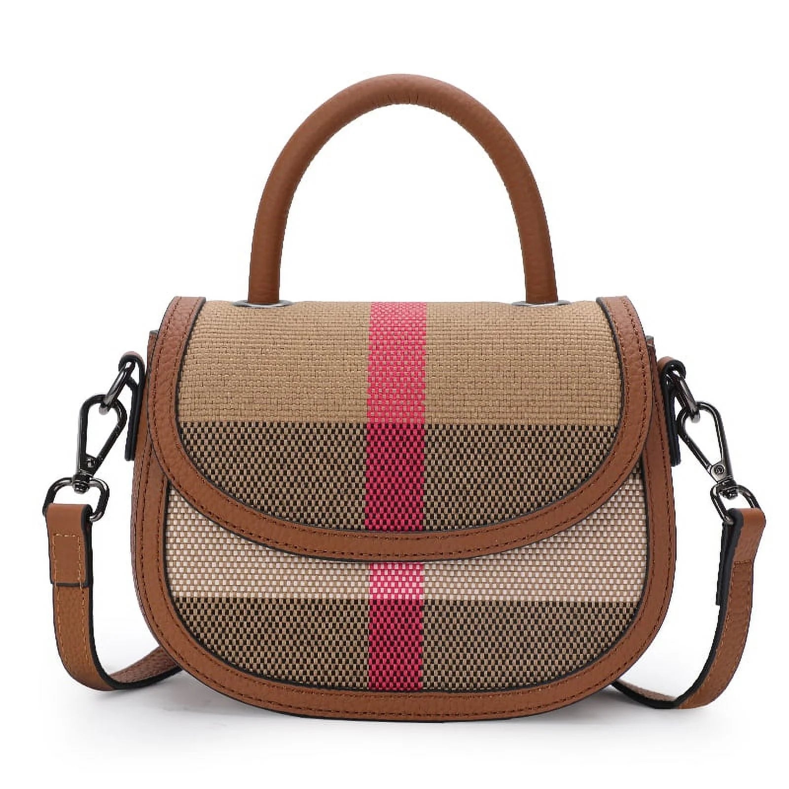 Aidrani   New Female One Shoulder Crossbody Bag Canvas with Cowhide Saddle Bag