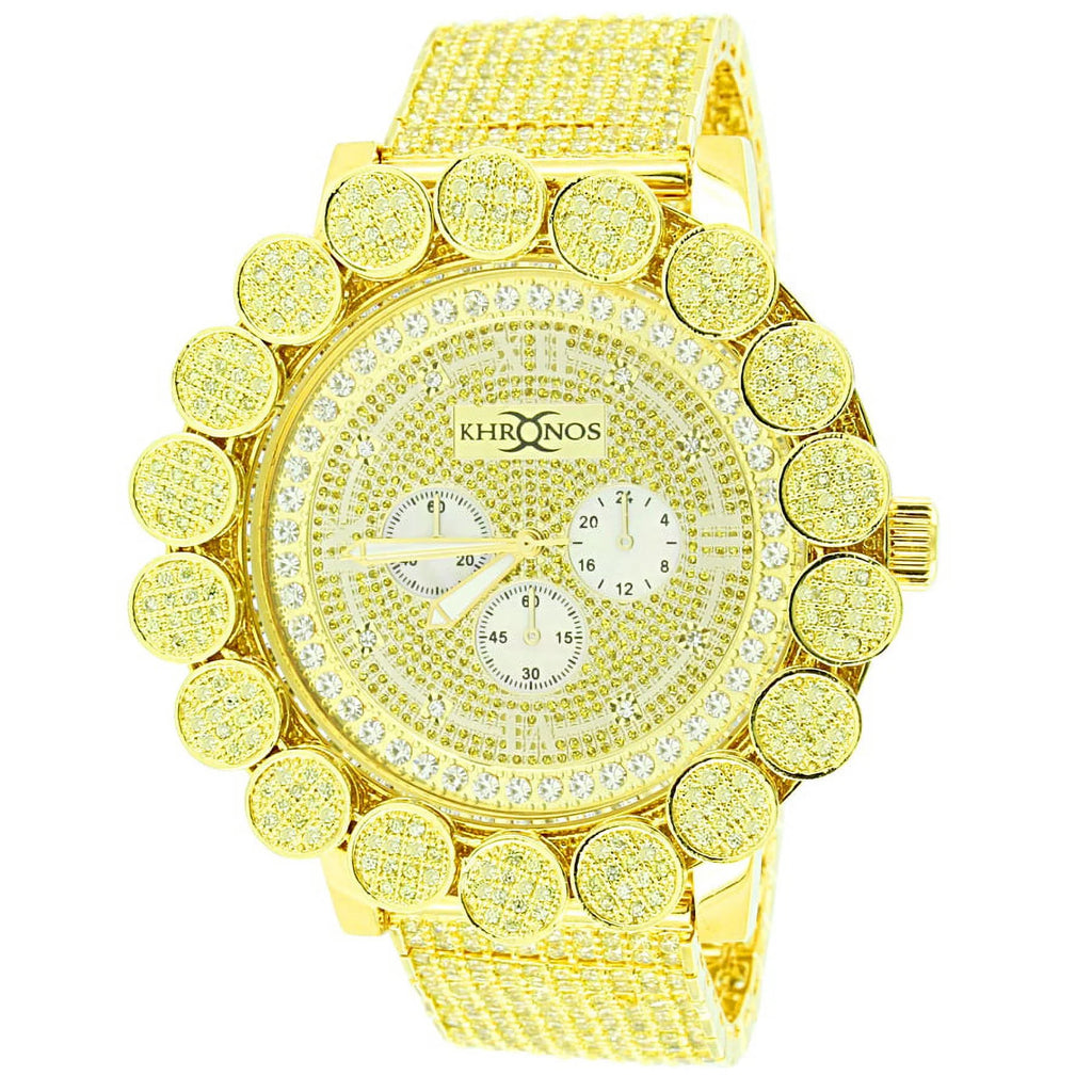 Canary Gold Tone Custom Pave Watch Solid Corrosion-free Metal Back Genuine Diamond Dial Iced Out Flower Bezel Jo Rodeo Jojino