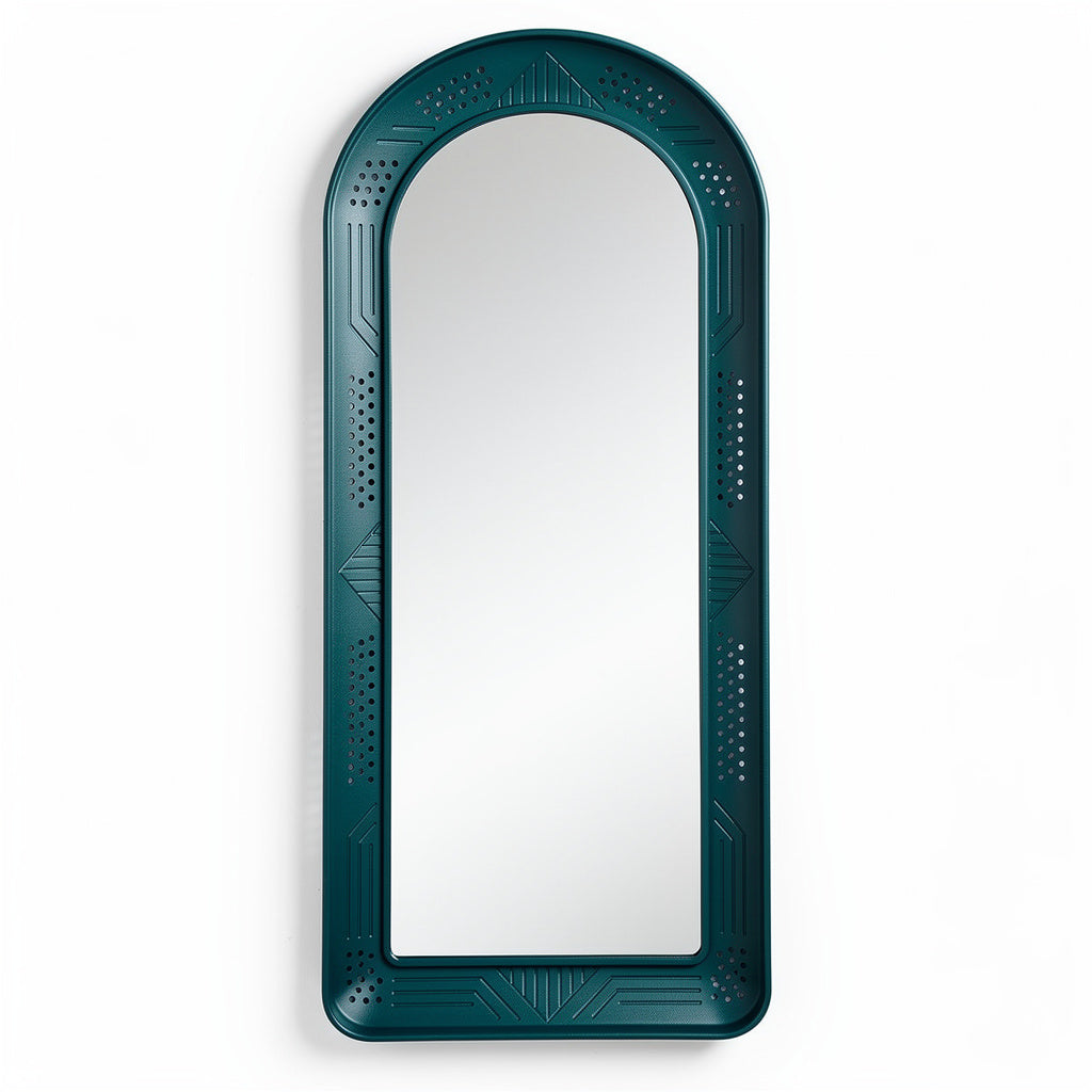 Espejo Vertical Moderno con Diseño Geométrico en Color Verde.