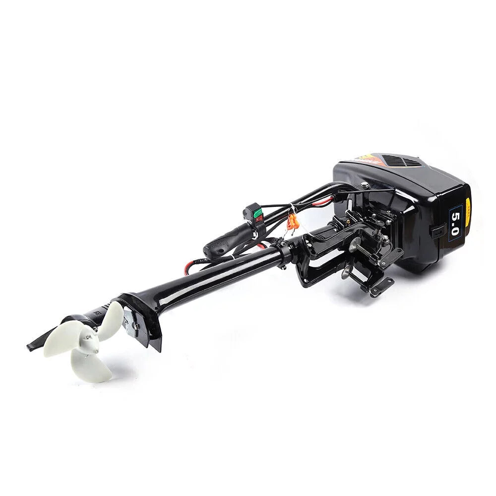 HANGKAI Electric Outboard Motor 1200W  Pure Copper Core Brushless Motor Fishing Boat Engine Long Shaft 48V Omni-directional Rotary Joystick W/ 90° Rotatable Bracket Fishing Boat Trolling