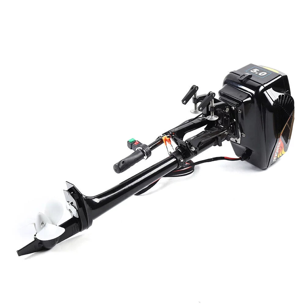HANGKAI Electric Outboard Motor 1200W  Pure Copper Core Brushless Motor Fishing Boat Engine Long Shaft 48V Omni-directional Rotary Joystick W/ 90° Rotatable Bracket Fishing Boat Trolling