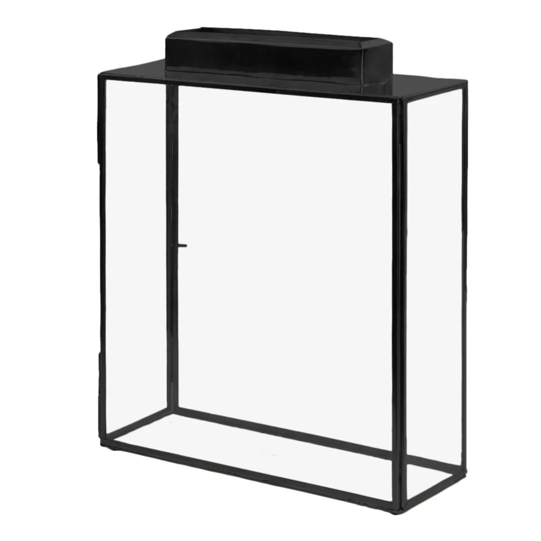 Koyal Wholesale Glass Wedding Card Gift Box Holder, Reception Drop Box (Black, 15.5 x 13.5 x 4)