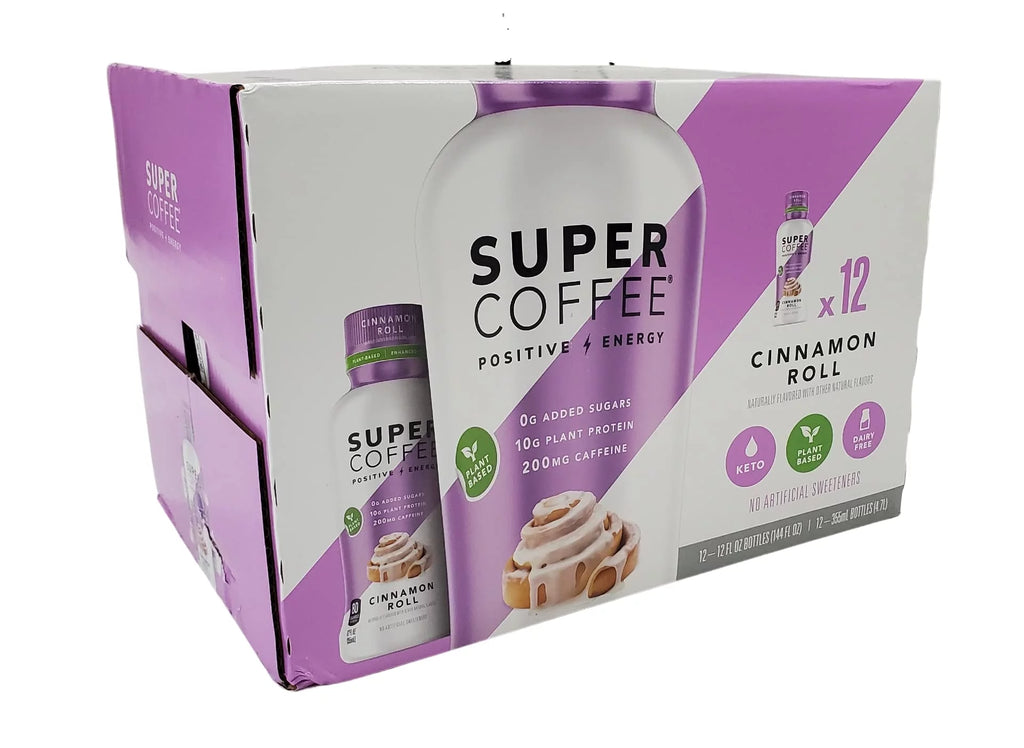 Ready to Drink Super Coffee 12 Ounce Bottles 12 pack Choose your Flavor (Cinnamon Roll)