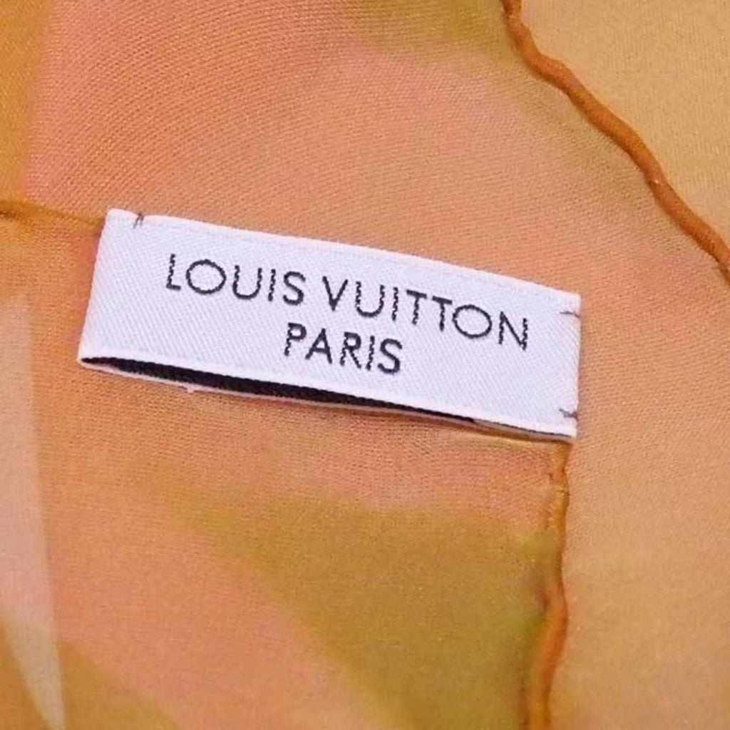 Previously Owned Louis Vuitton Scarf LV Logo Orange x Yellow Green 100% Silk For Her (Good)