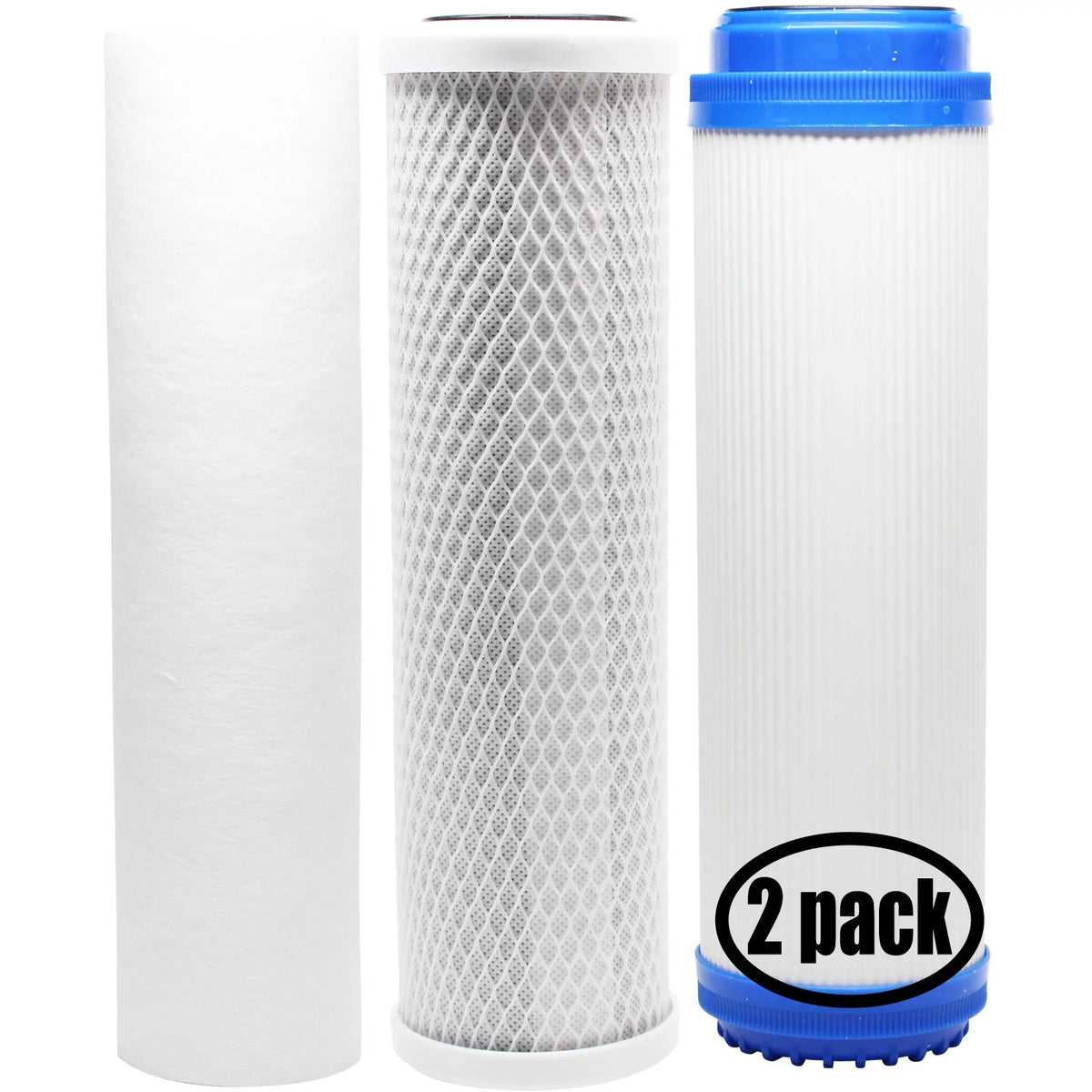 2-Pack Replacement for Filter Kit for Pentek 158214 RO System - Includes Carbon Block Filter, PP Sediment Filter & GAC Filter - Denali Pure Brand