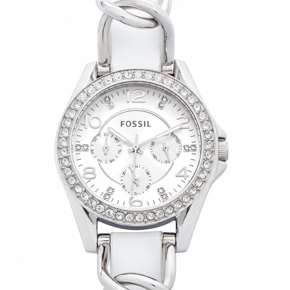Fossil Female  Riley Analog Display Analog Quartz White Watch 38MM ES3463