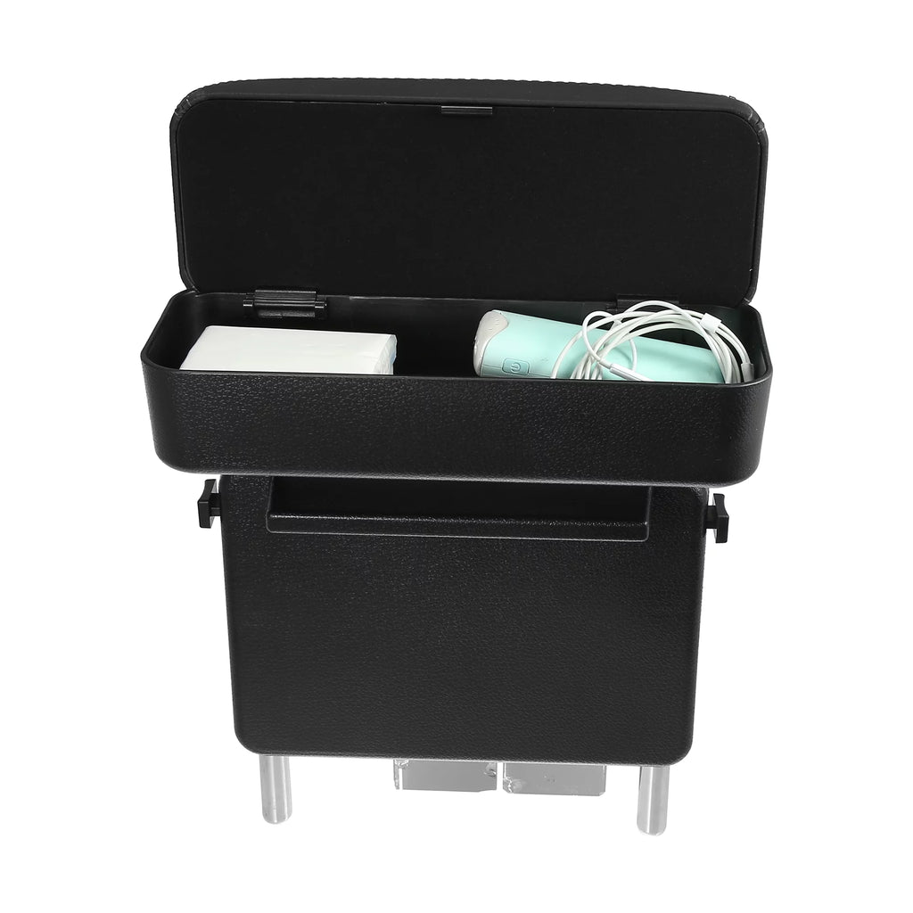 Car Center Armrest Box Seat Gap Adjustable Armrest Storage Organizer Box Armrest Black PU Leather with Black Line
