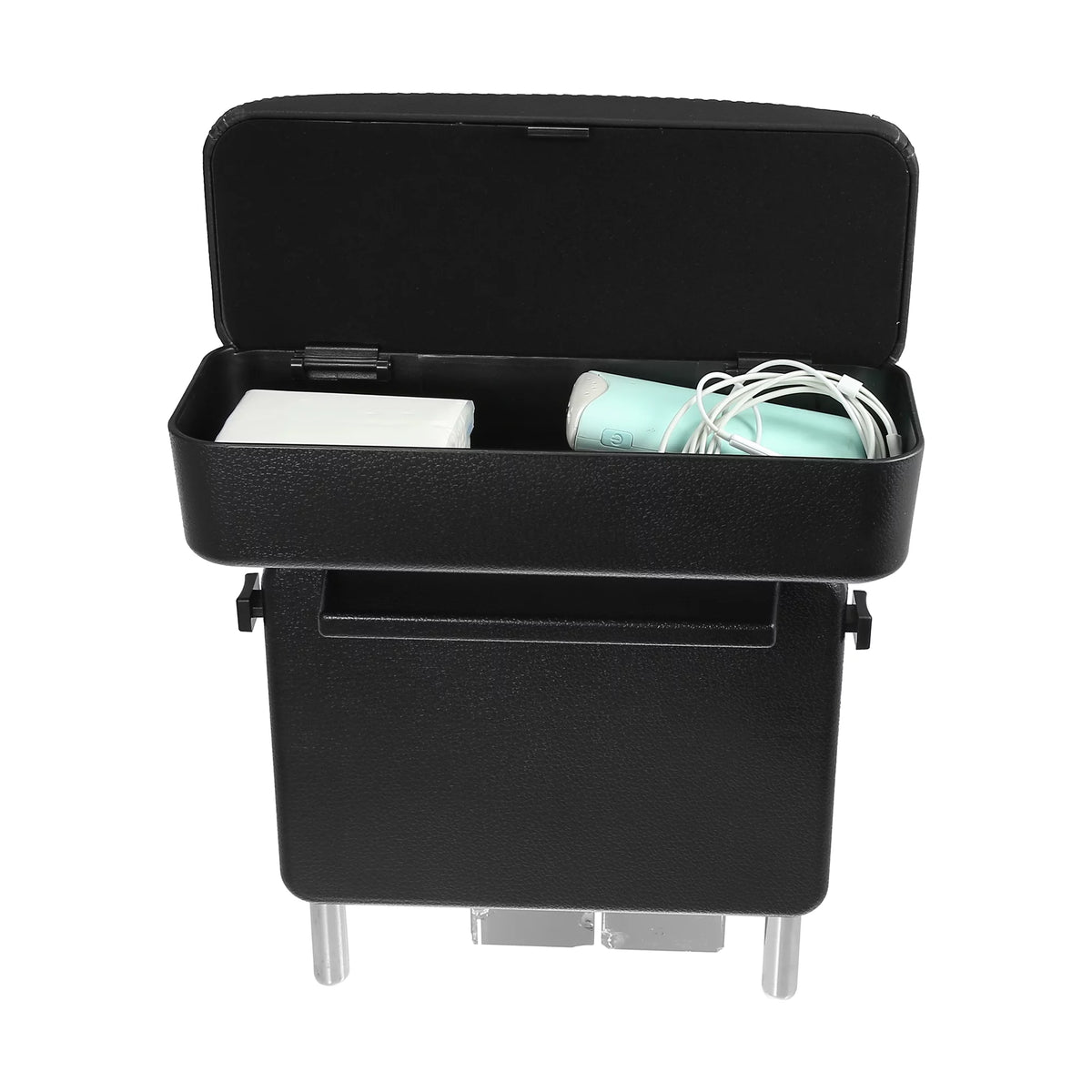 Car Center Armrest Box Seat Gap Adjustable Armrest Storage Organizer Box Armrest Black PU Leather with Black Line