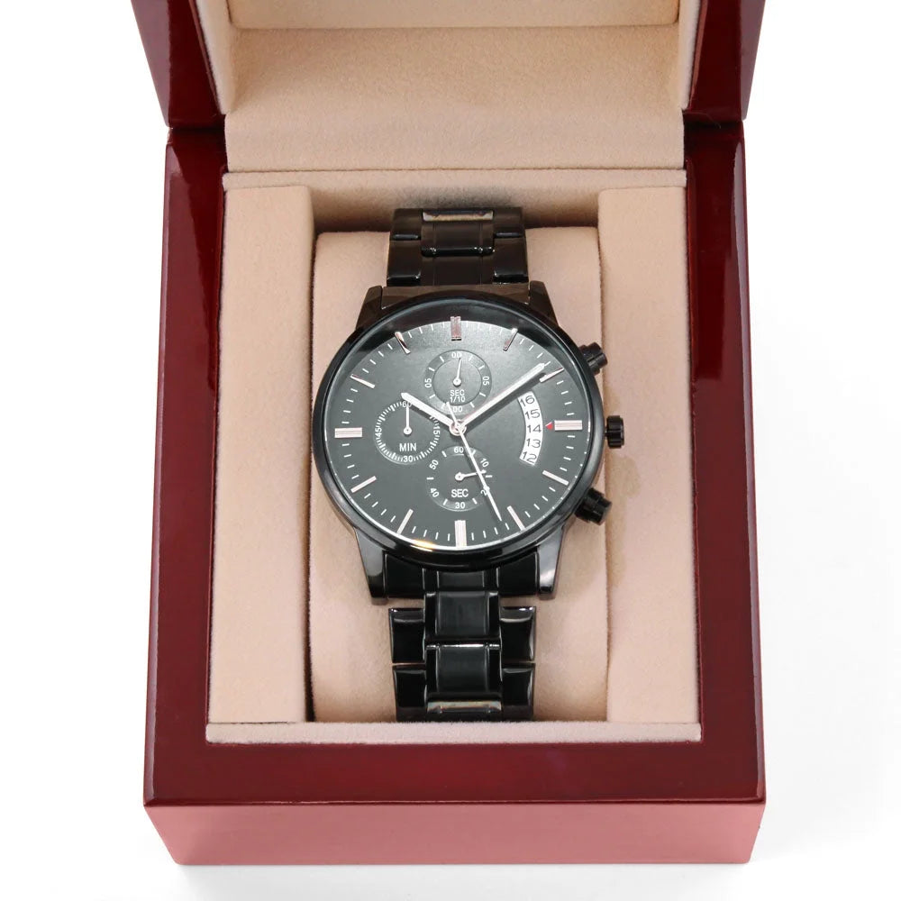 Husband Daddy Protector Hero Engraved Multifunction Analog Corrosion-free Alloy Chronograph Men's Watch W Copper Dial