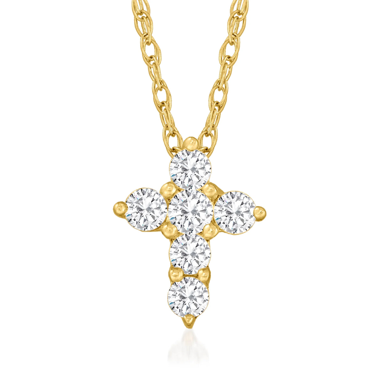 Canaria 0.10 ct. t.w. Diamond Cross Pendant Necklace in 10kt Yellow Gold, Female, Adult