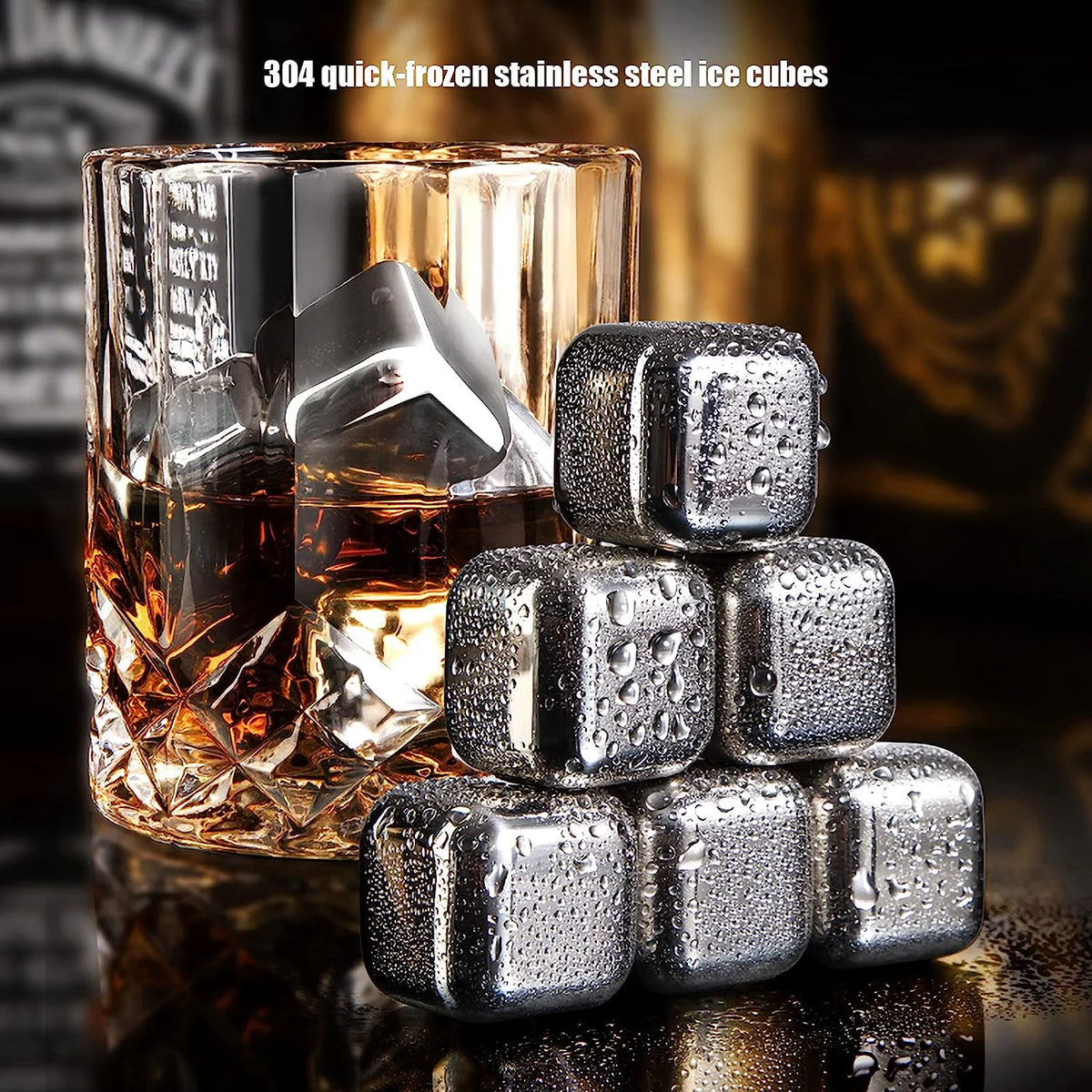 Corrosion-free Metal Whisky Stones Metal Ice Cube Reusable Chilling Rocks Cooling for Scotch Whisky Wine Gin Tonic Drinks Party Men Women(Size:16 Pieces,Color:Square)