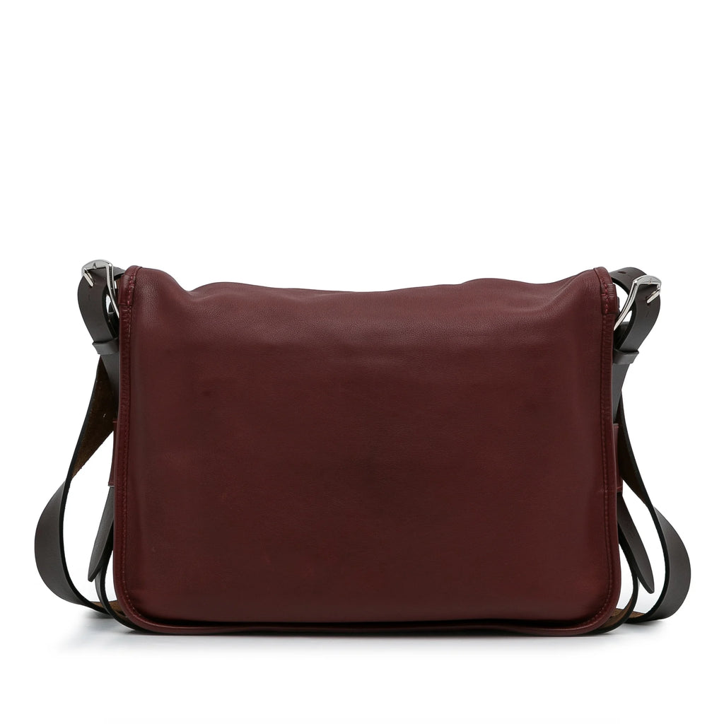 Secondhand Authenticated Hermès Sikkim Barda 30 Messenger Bag Calf Leather Red Crossbody Bag Unisex (Good)