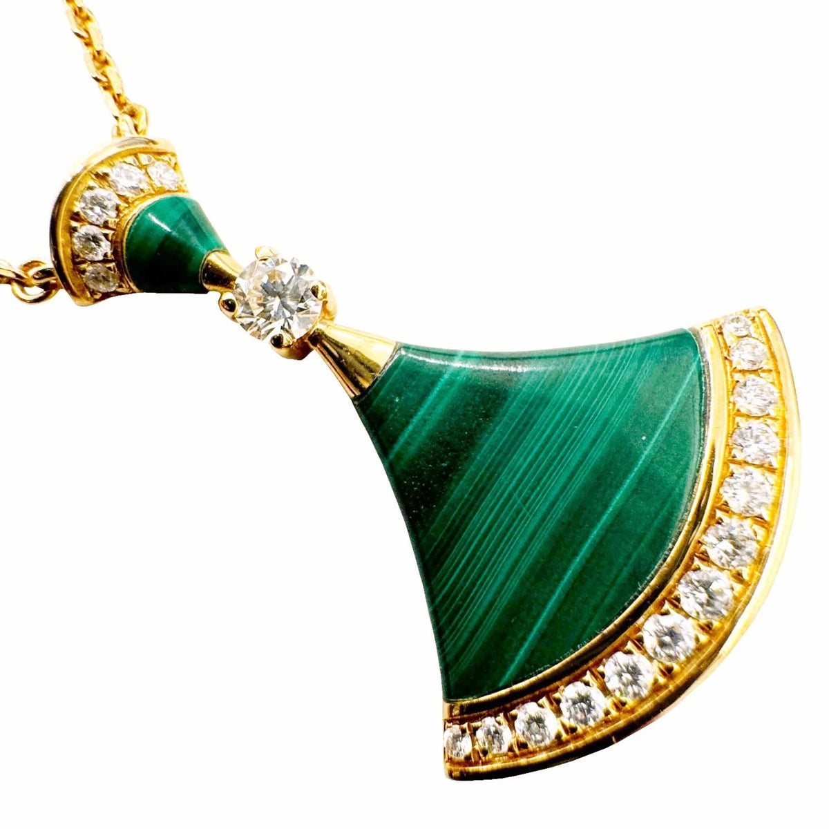 Used BVLGARI Bvlgari Diva Dream Necklace Malachite Diamond K18PG D0.28ct Pink Gold 7.3g Ladies Pendant (Good)
