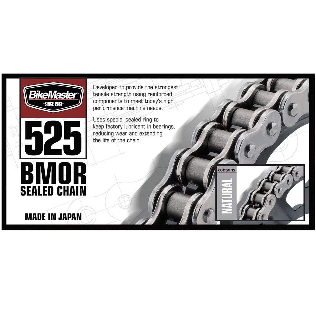 BIKEMASTER 525 BMOR Sealed Chain Natural, JT Front & Rear Sprocket Kit for Street BMW F800 GS 2009-2012