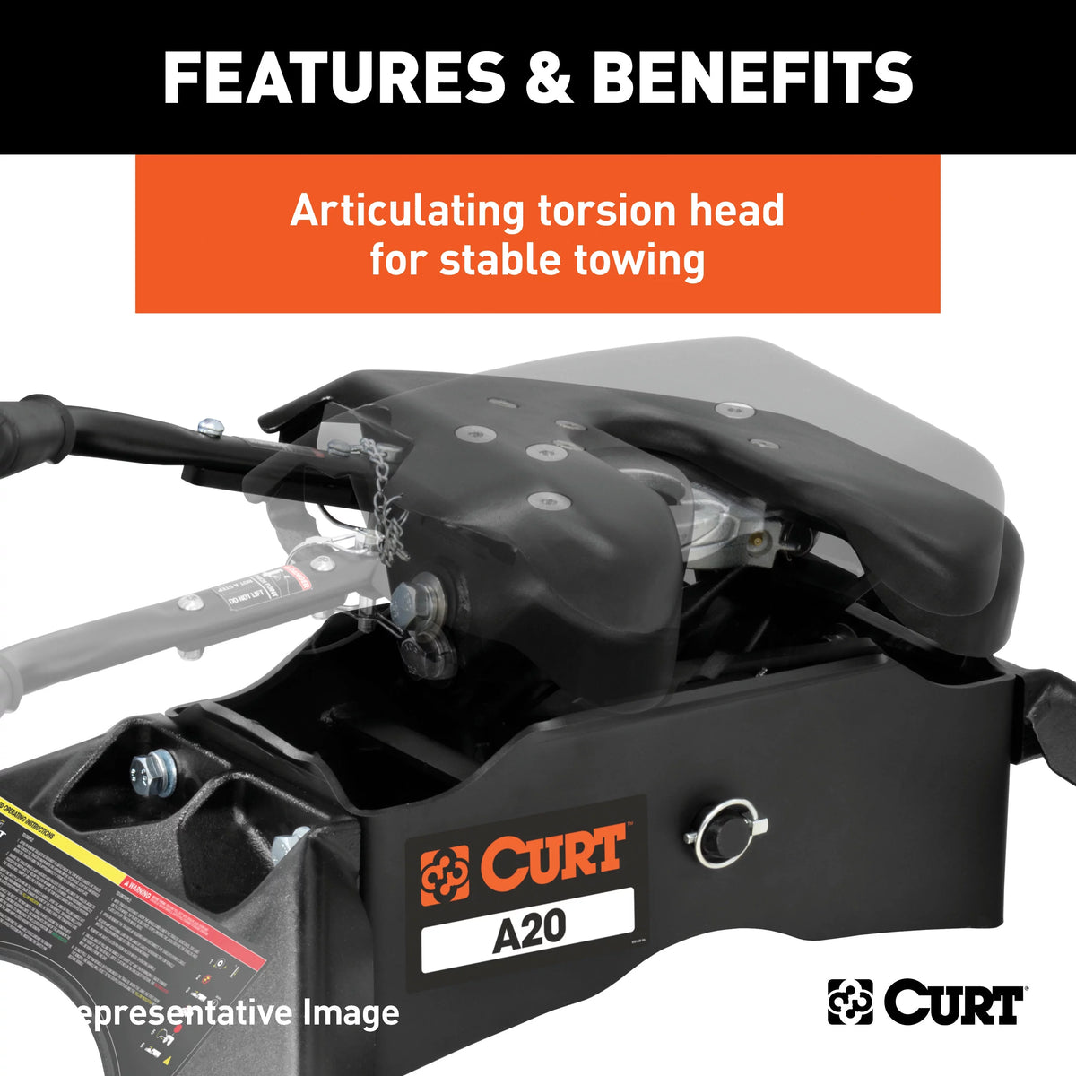 CURT 16064 A20 5th Wheel Hitch, 20,000 lbs, Select Chevrolet Silverado, GMC Sierra 2500, 3500 HD, 8-Foot Bed Puck System