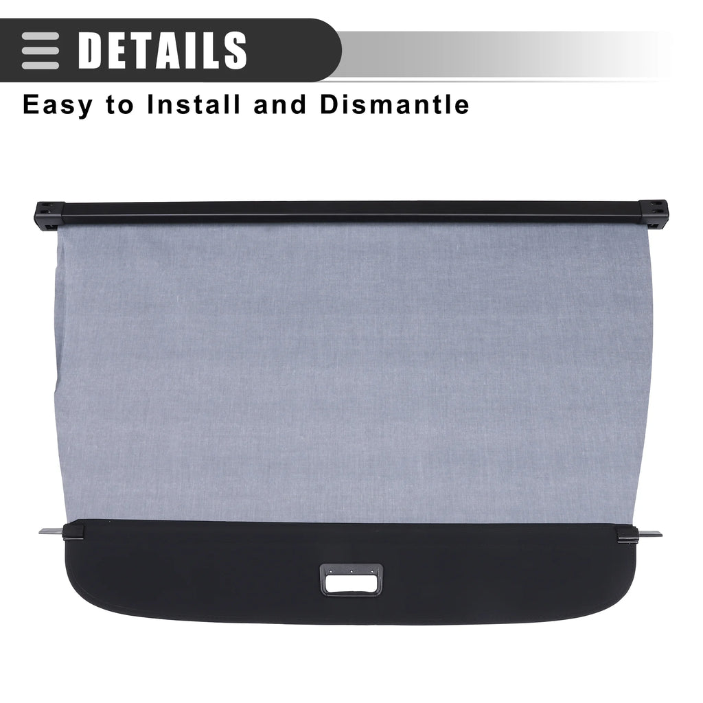 Retractable Cargo Cover Rear Trunk Security Cover Shield Shade for Audi Q7 2016-2022 Canvas Black