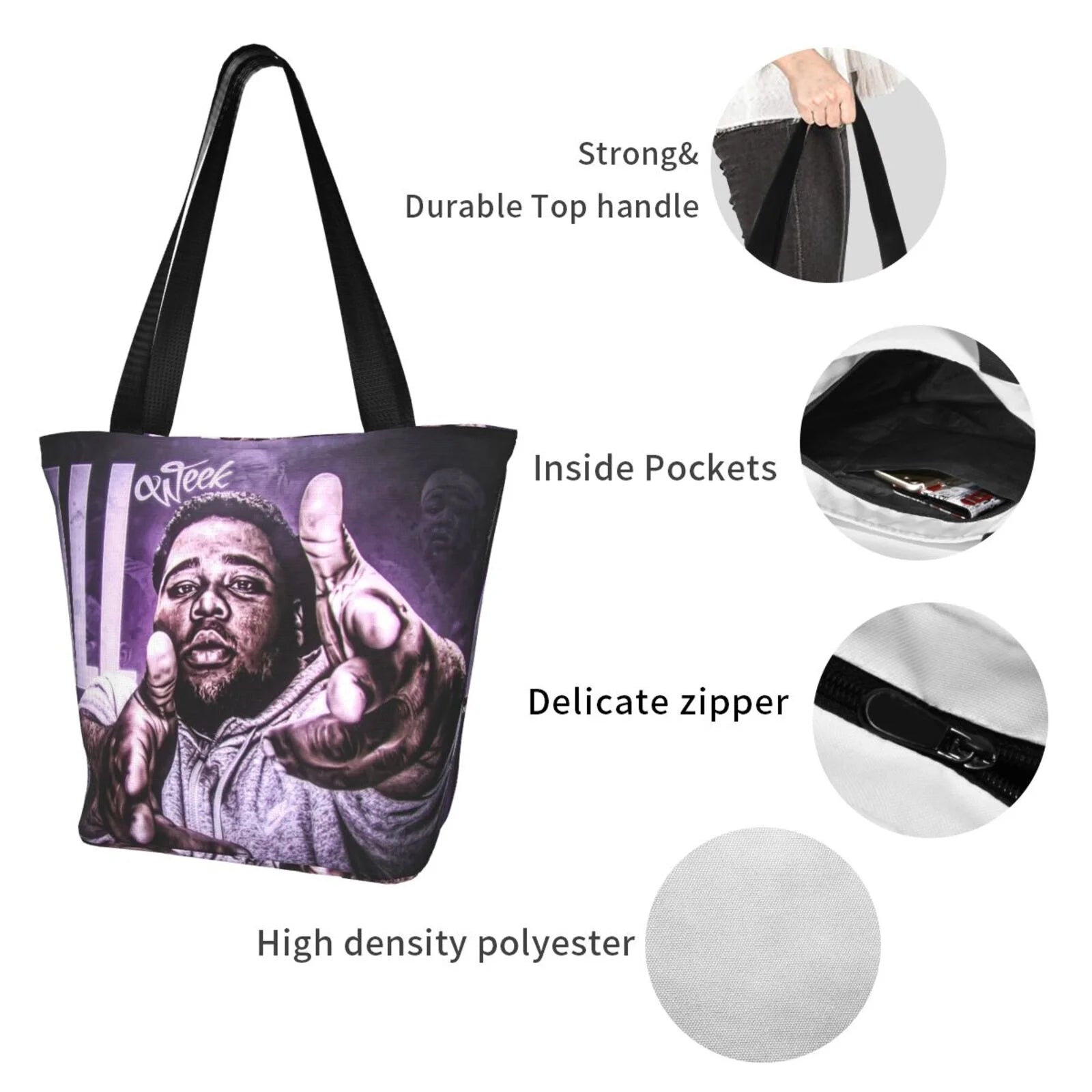 Rod Wave Singer Female Tote Bag Large Capacity Handbag Shoulder Bag Gift For Shopping Travel Beach Picnic Work School