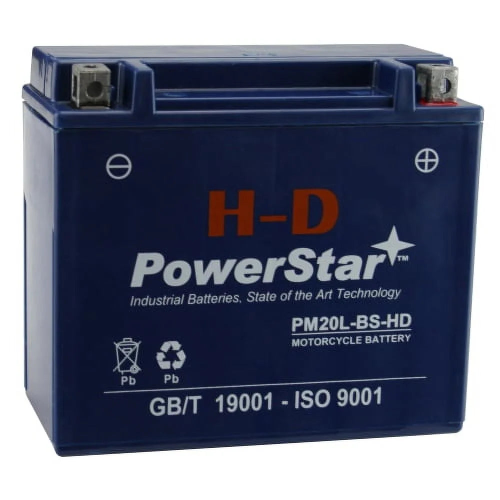 PowerStar Battery YTX20L-BS Battery Replaces Yamaha 1300 XVS13AY V Star, Stryker 2017 Brand Product