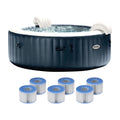 Intex PureSpa Plus Portable Inflatable Hot Tub Jet w/ 6 Filter Cartridges