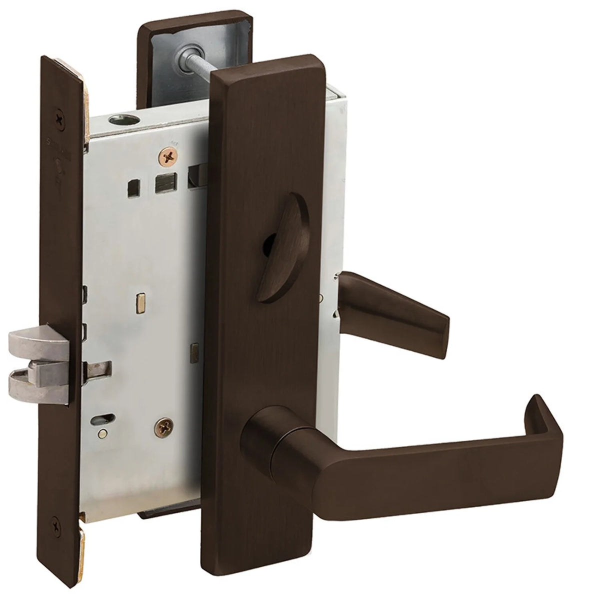 Schlage L9040 06L 613 Grade 1 Bed Bathroom Privacy Mortise Lock 06 Lever L Escutcheon Dark Oxidized Satin Bronze Oil Rubbed Finish Field Reversible
