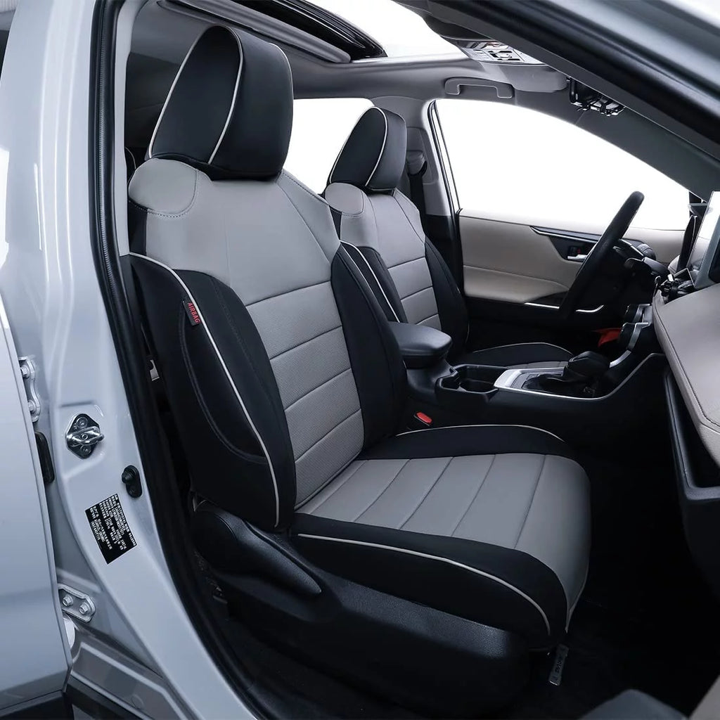 EKR Custom Fit Taos Car Seat Covers for Volkswagen Taos S SE 2022 2023 -Full Set Leather Auto Seat Covers(Black with Gray)